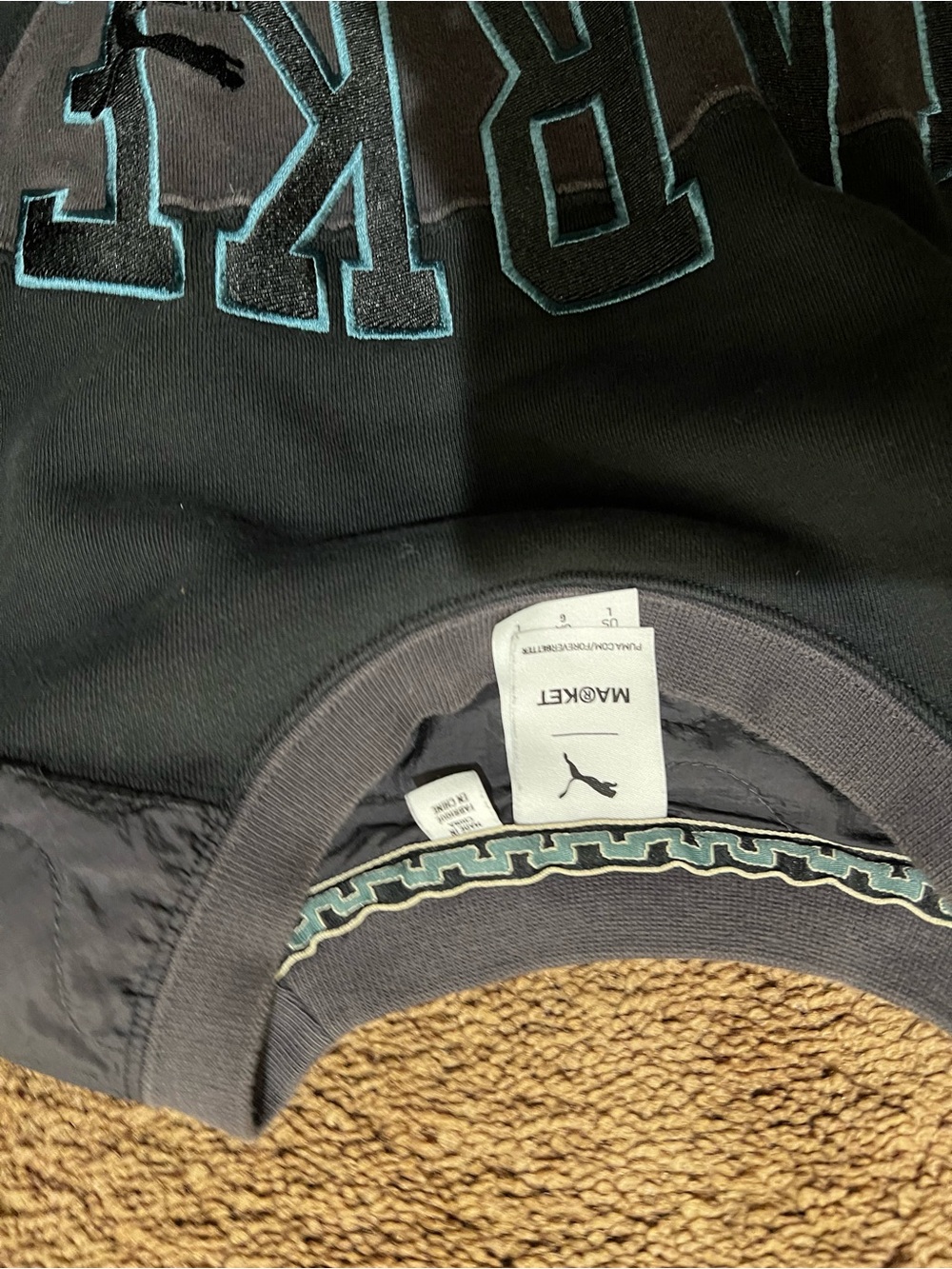 Puma Men's Black Sweater with Teal Stitching